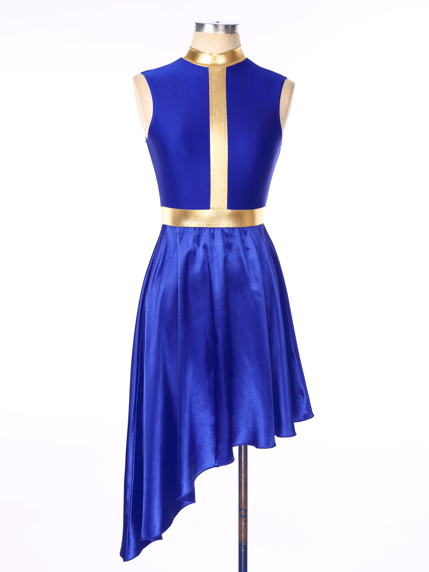Vestido de baile lírico para mujer, traje de Ballet contemporáneo moderno, sin mangas, malla de tul, falda alta y baja, Ropa de baile litúrgico de alabanza