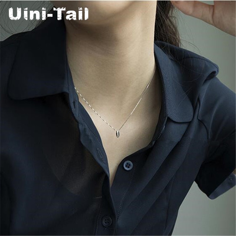 Uini-Tail listing 925 sterling silver small fresh water necklace simple temperament tide flow student jewelry