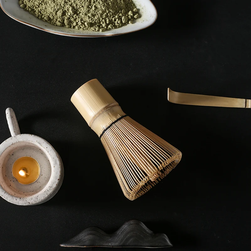 Ensemble de mélangeur matcha japonais en bambou, fait à la main, cuillère à café, agitateur
