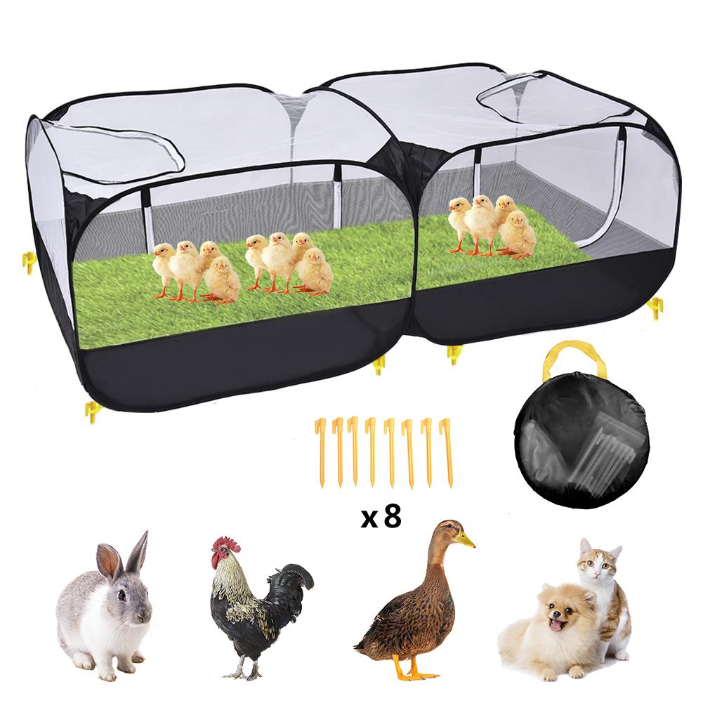 Portable Pet Playpen Chicken Coop Rabbit Cage Foldable Pet Fence Suitabl For Chicken Duck And Rabbit Cat 0utdoor Tent: Black