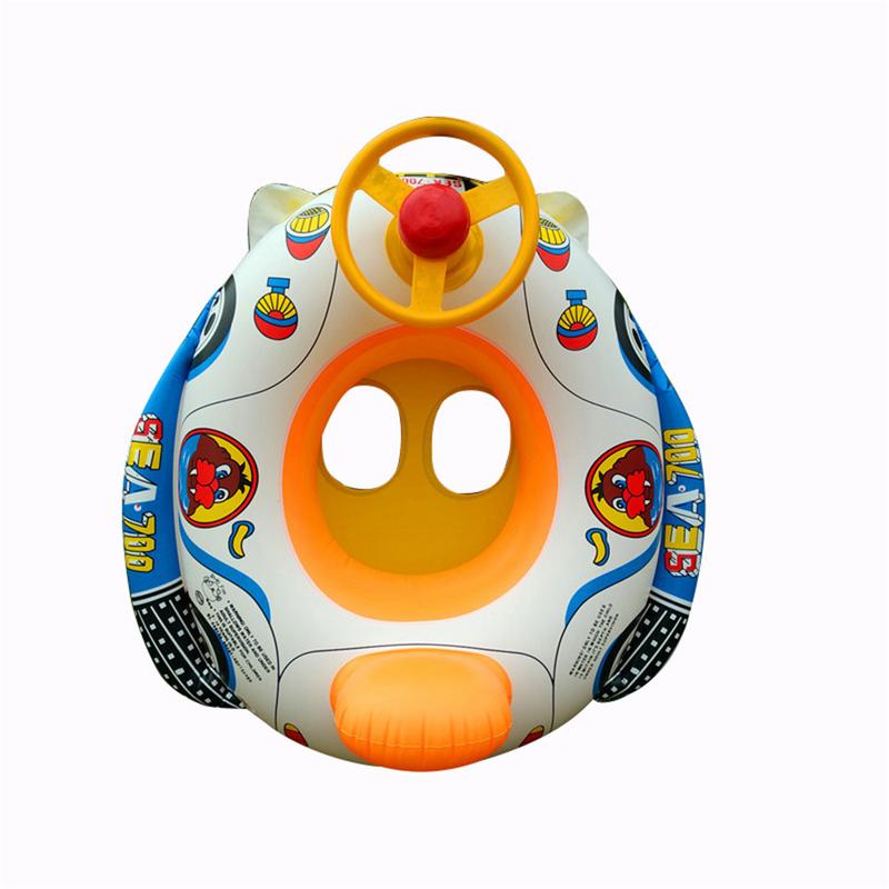 Children's Swimming Ring Cartoon Car Boat Inflatable Thickening with Direction Seat Boat Float Motorboat Harmless PVC Plastic To