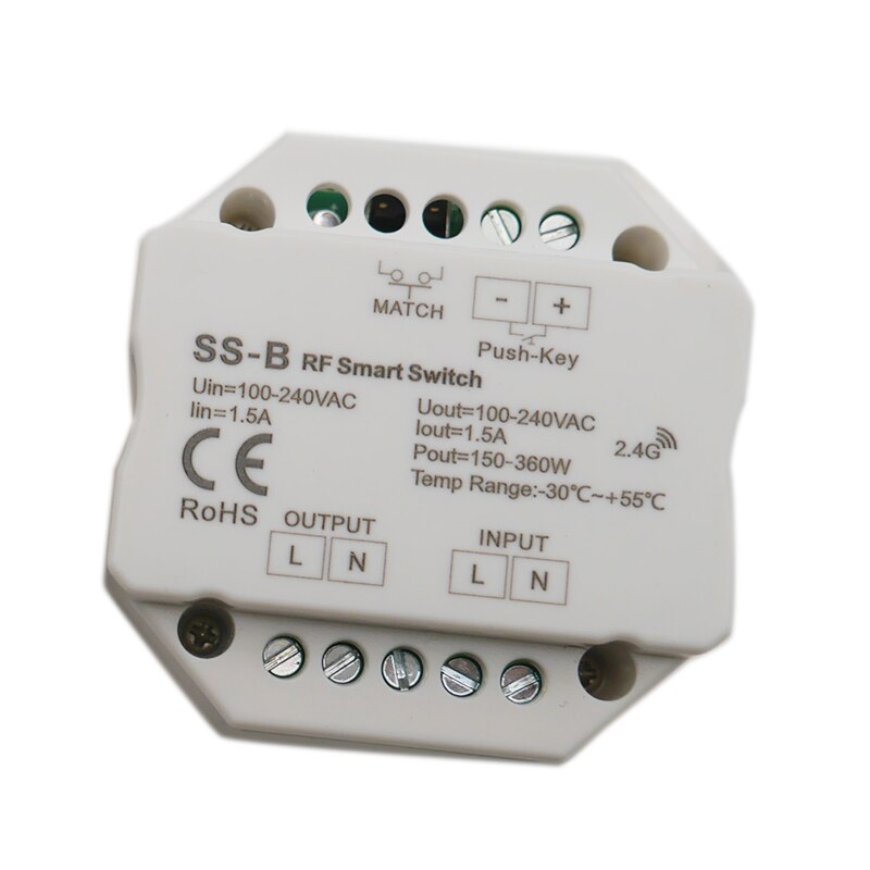 S1-B/SS-B AC Triac RF Smart Switch Output 100-240VAC 1A 240W 1.5A 360W RF smart switch with relay output led controller