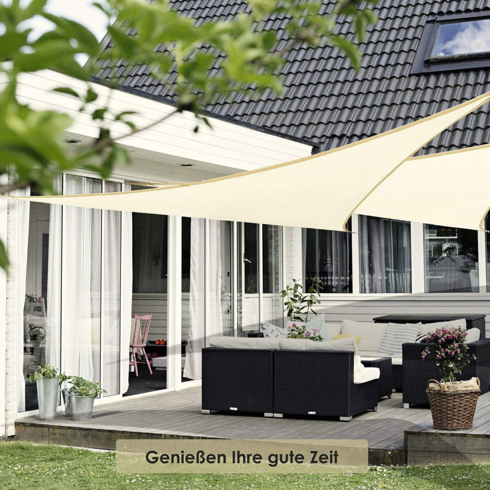 Tela de sombra con tres cuerdas para jardín, toldo de vela para Patio al aire libre, Patio trasero, Pavilion, impermeable, piscina, balcón y terraza