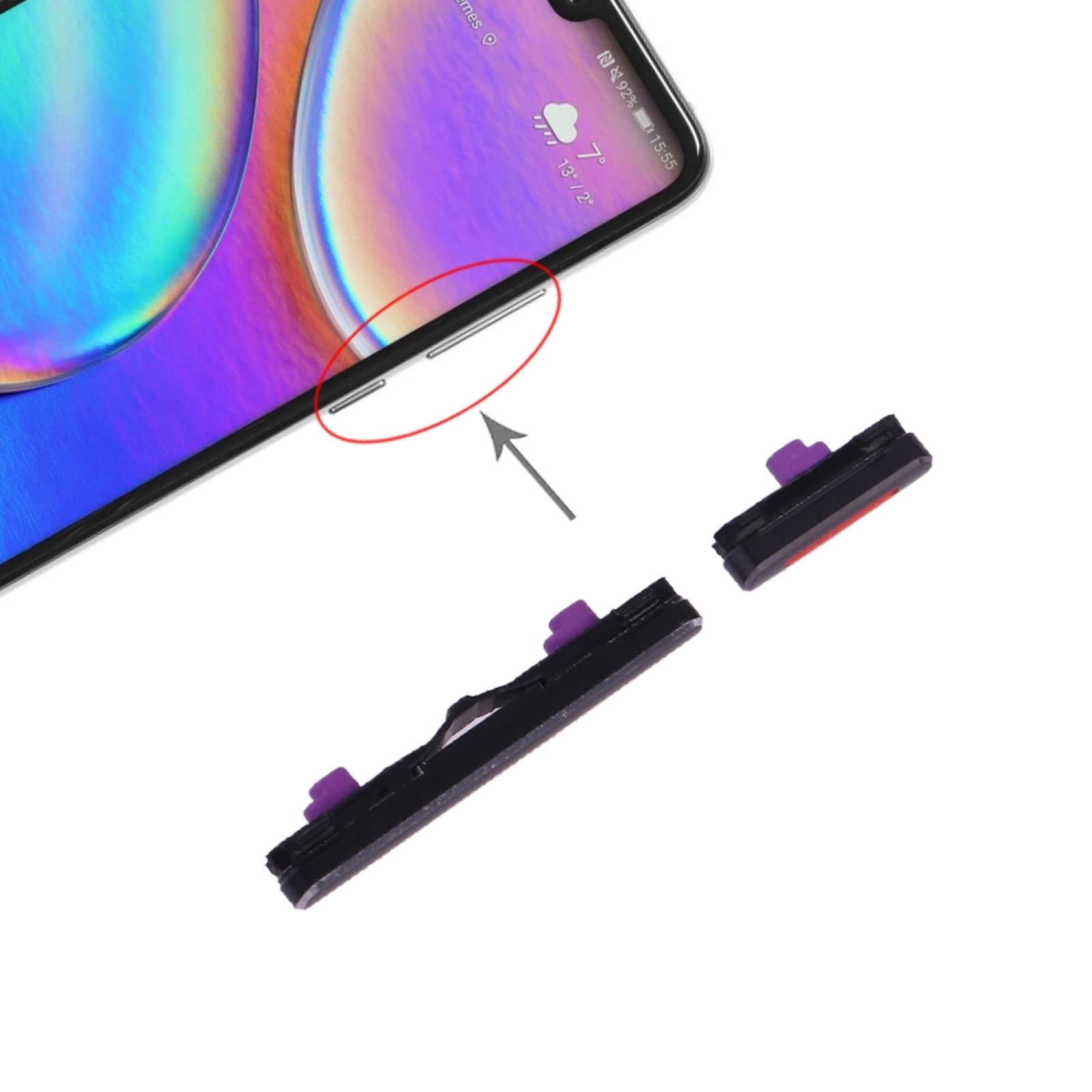 Para Huawei P20 Botão liga / desliga e botão de controle de volume Peças sobressalentes Interruptor Cabo flexível