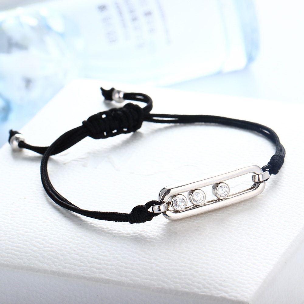 SHADOWHUNTERS-bracelet en argent pur 925 authentique, bijou noir ajustable, avec pierres qui bougent, joaillerie de Couple, à la , accessoire pour fabriquer des parures