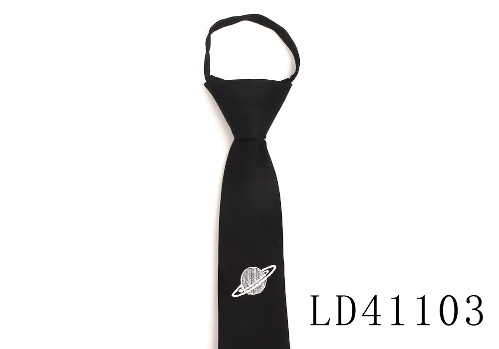 Cravates noires brodées pour hommes et femmes, cravates décontractées simples pour garçons et filles, costumes d'étudiants, cravate mince à fermeture éclair: LD41103