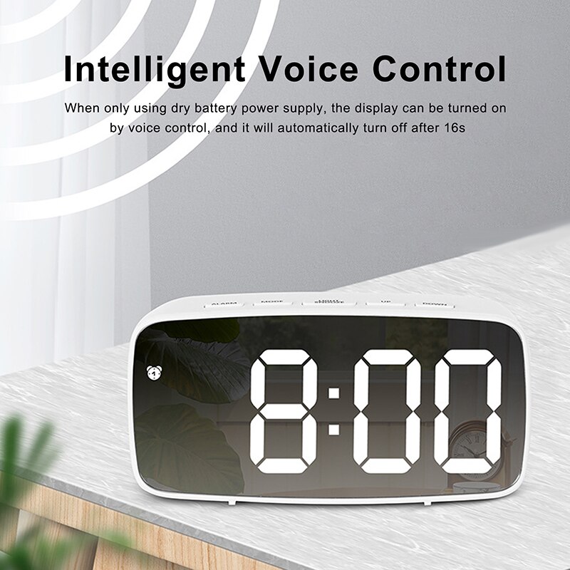 mini LED mirror digital watch clock display date temperature for home bedroom desktop electronic alarm clock