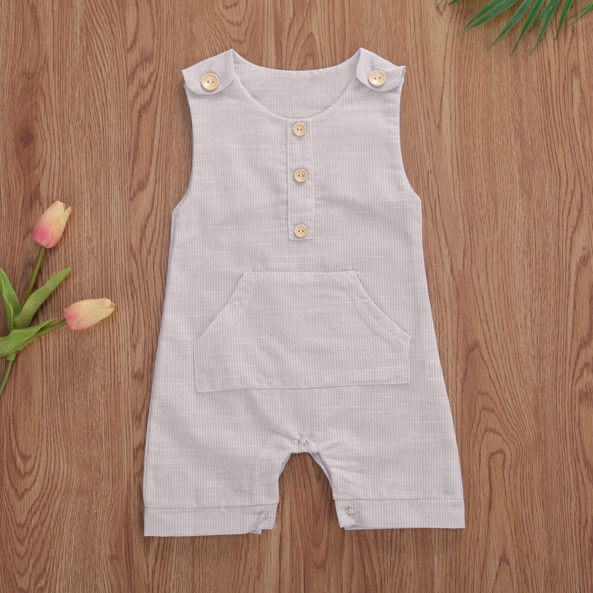 0-18M Zomer Baby Baby Meisjes Jongens Romper Gestreepte Print Mouwloze Pocket Jumpsuits 4 Kleuren
