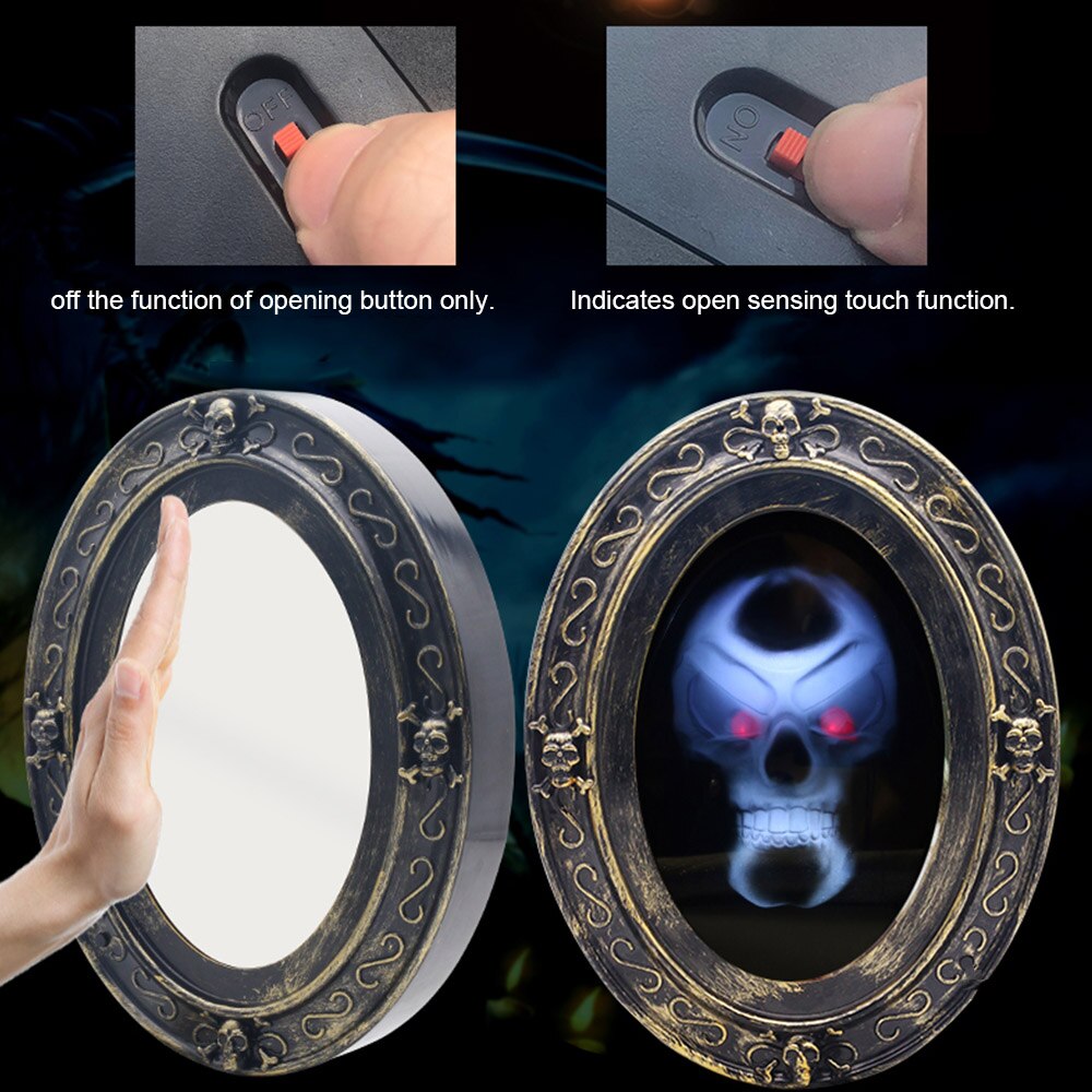 Home Funny ghost mirror, strange sensor, touch sound and light, Halloween decoration, different functions