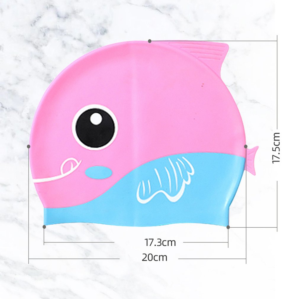 Swimming cap children ear protect Boys Girls Silicone Waterproof kids piscina Swim Pool caps elastic fish cartoon Diving hat