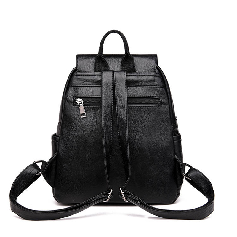 Casual PU Backpack Female Brand Leather Women's Backpack Large Capacity School Bag For Girls Double Zipper Shoulder Bags