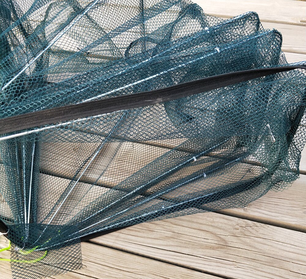 4/6/8/12/16 hullers fiskekrabbe fældenetværk bure fiskeri støbt net rejer nylon garn automatisk fiskebur foldbart fældestøb
