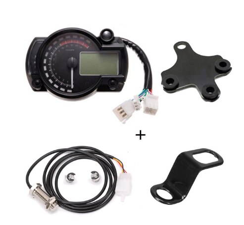 15000rpm Moderne Motorrad Digitale Licht LCD Digital Manometer Tachometer Tachometer Kilometerzähler Einstellbare Motorrad Tacho: mit 2 Halterung