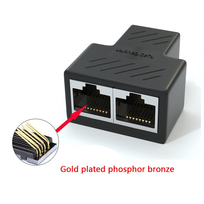 1 par 1 to 2- vägs ethernet  rj45 hona kabel splitter adapter kontakt för router pc laptop ip kamera tv box
