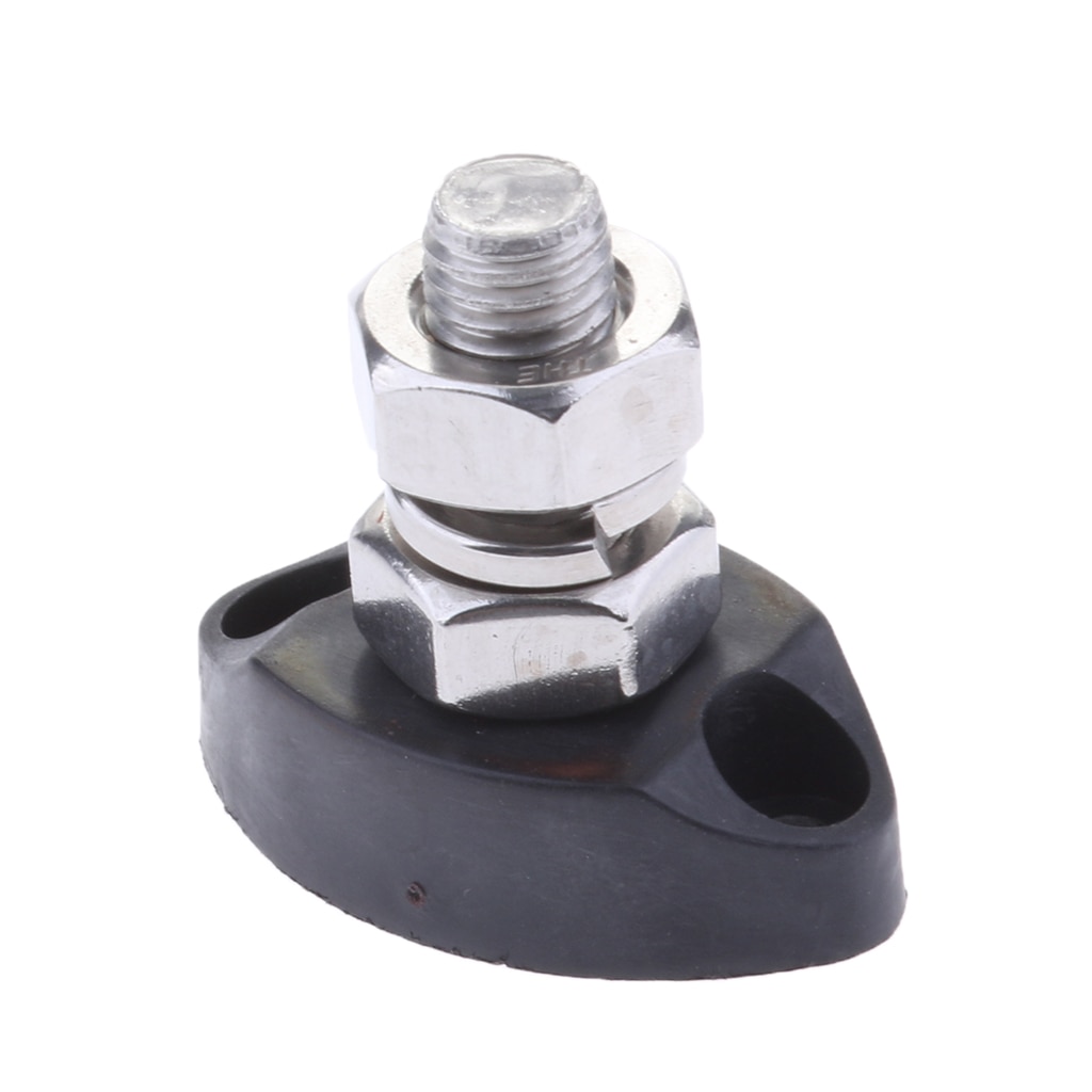 Dc 12v samleskinne klemmeblok  - 5/16 tommer 8mm positivt isoleret enkelt studs kraft- og jordforbindelsesstolpe - sort