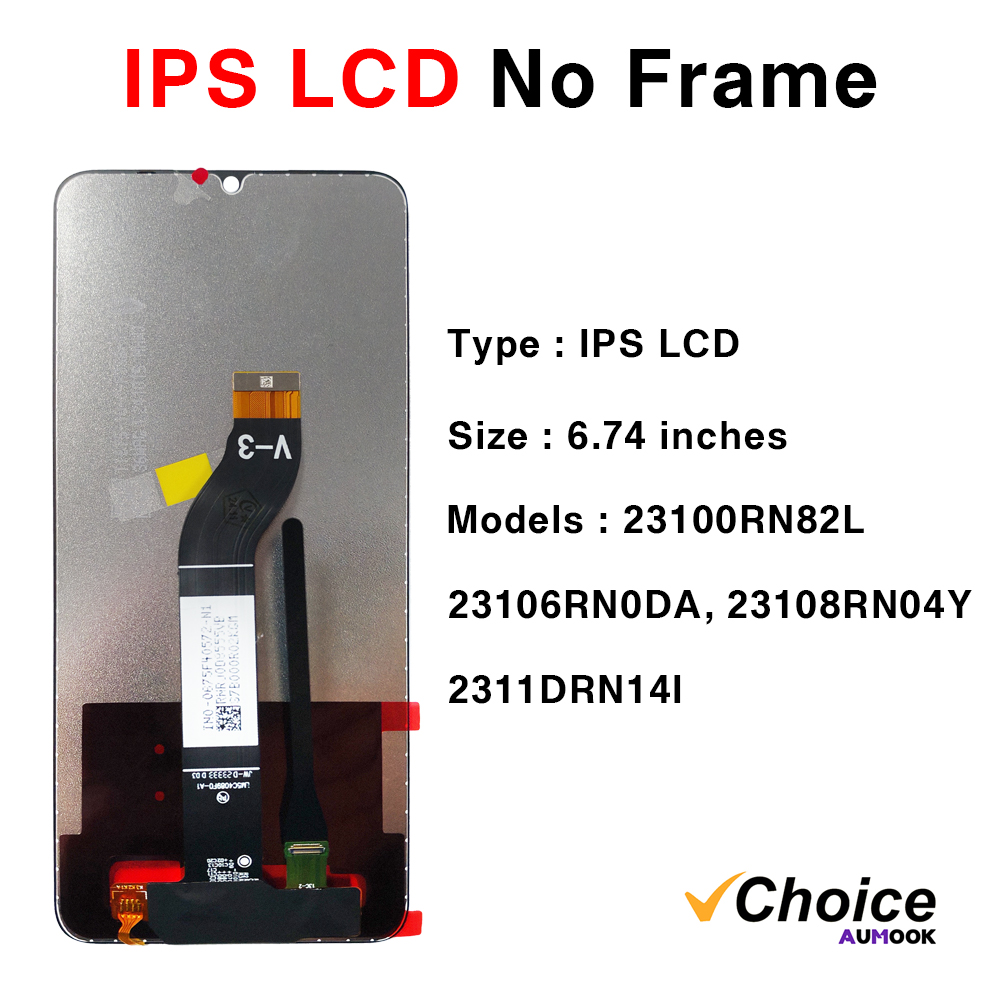 6.74" Screen for Redmi 13C LCD Display Touch Screen Digiziter Assembly pantalla For Xiaomi Redmi 13C With Frame LCD Display: Linen