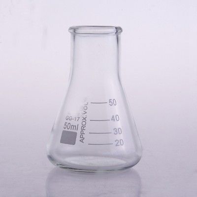 50ml Collo largo Borosilicato di Vetro Conico Beuta per Laboratorio di Chimica