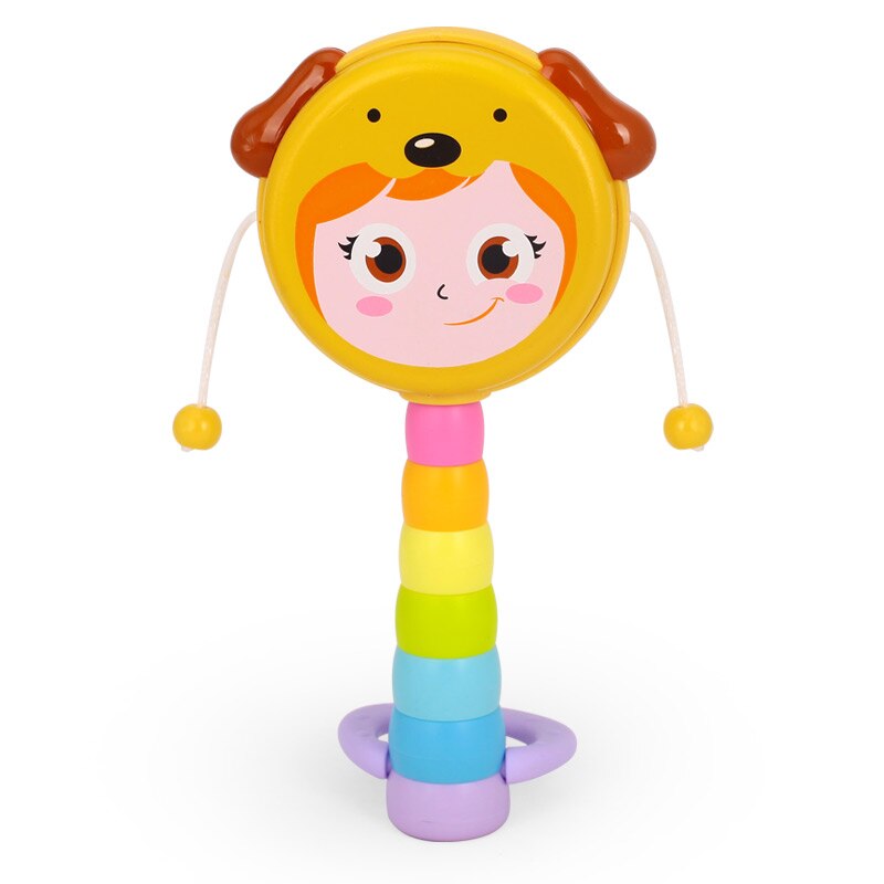 HOLA 969 bébé enfants dessin animé en plastique chinois traditionnel hochet tambour Spin fun jouets main cloche musique jouets