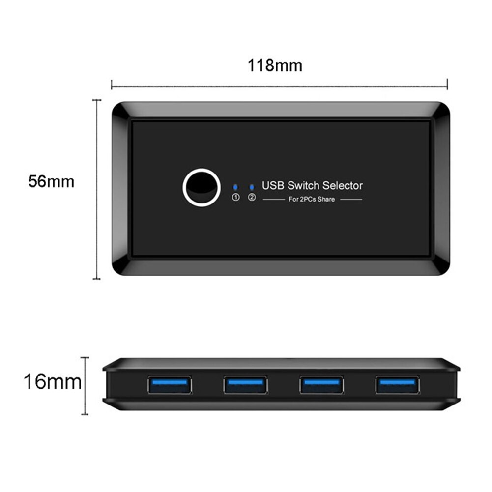 USB KVM Switch Box USB 3.0 Switcher 2 Port PCs Sharing 4 Devices for Keyboard Mouse Printer Monitor Switch Selector