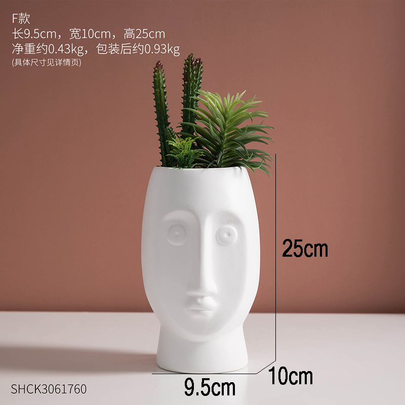Jarrones creativos blancos para flores cara humana abstracta maceta de plantas suculentas arreglo de flores accesorios de decoración del hogar