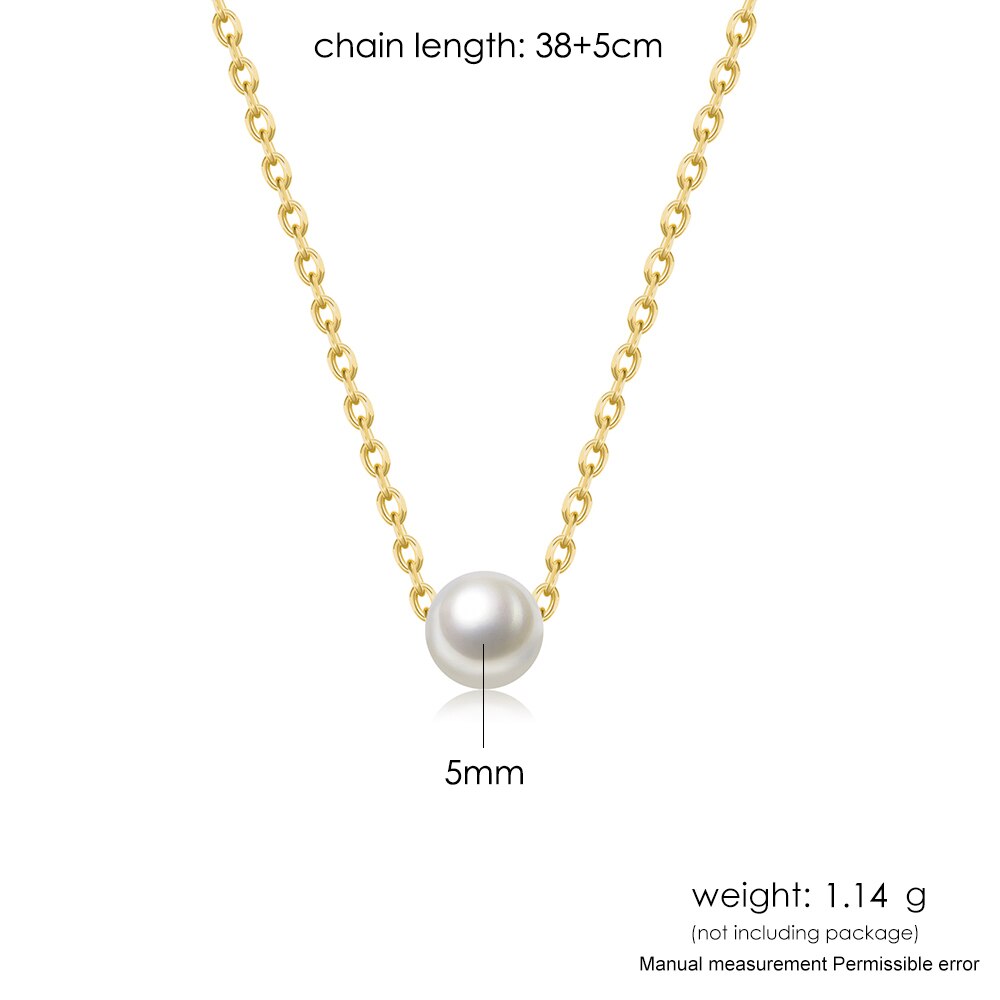 925 sterling zilveren kettingen voor vrouwen mini parel hanger ketting eenvoudige stijl fijne sieraden emnl 039: Emnl 040-2