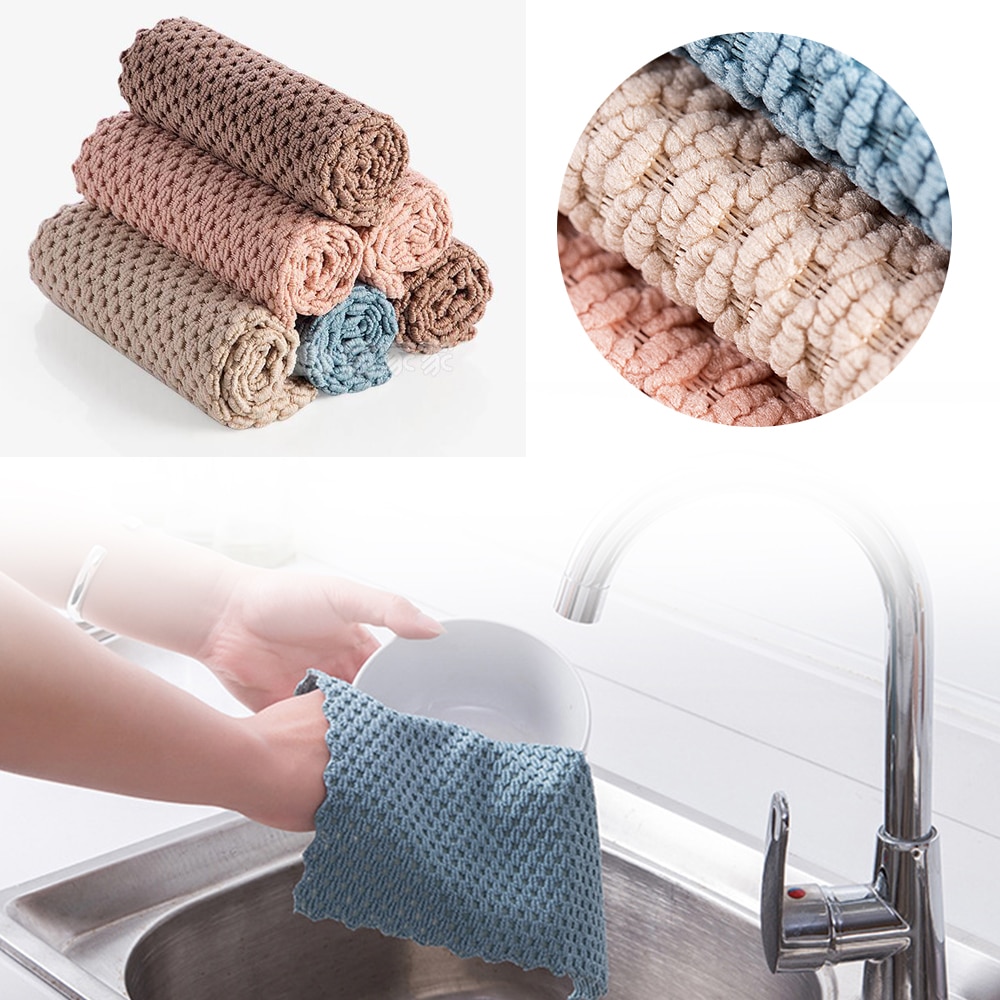 1pc köksstädhanddukar anti-fett torktrasor effektiv superabsorberande rengöringsduk i mikrofiber hushållsdisk