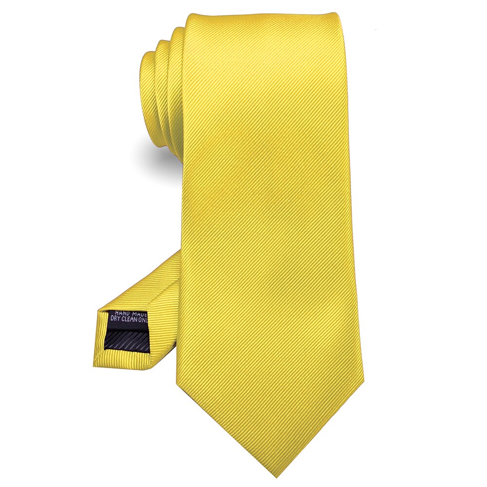 KAMBER, corbata para hombre de color sólido, corbata jacquard de seda de 8cm, corbatas verdes y rojas para hombre, accesorios formales de negocios para boda,: YELLOW