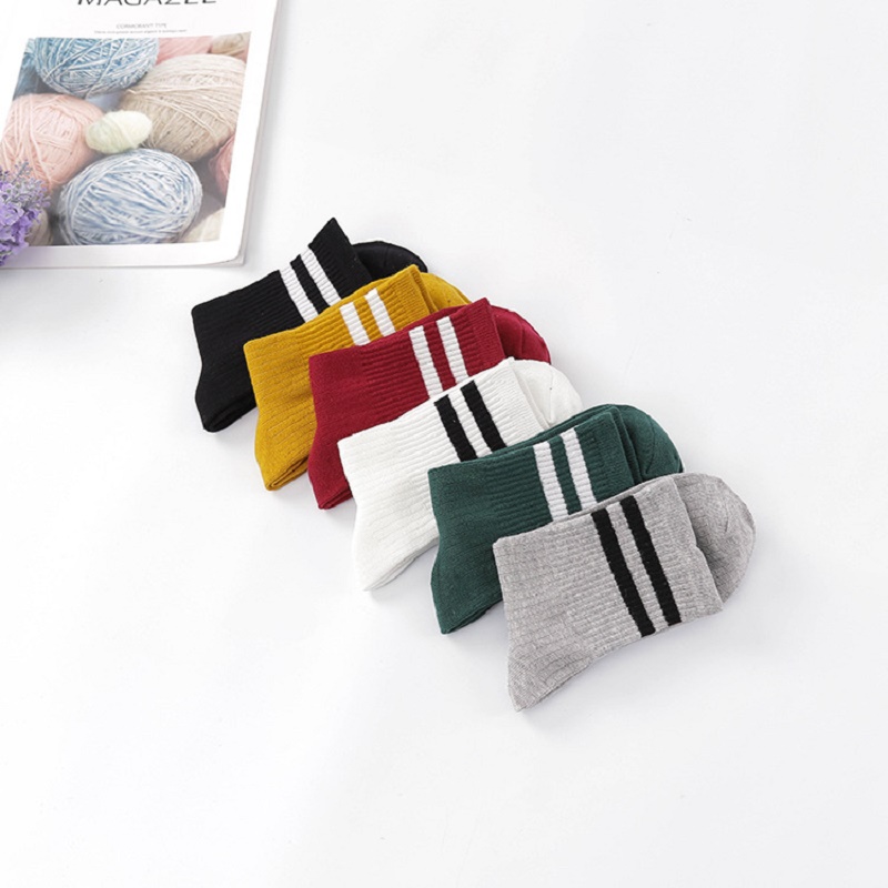 High School Girls Cotton Sports Japanese Loose Striped Crew Socks Colorful Women Sox Harajuku Retro Cute Funny Socks