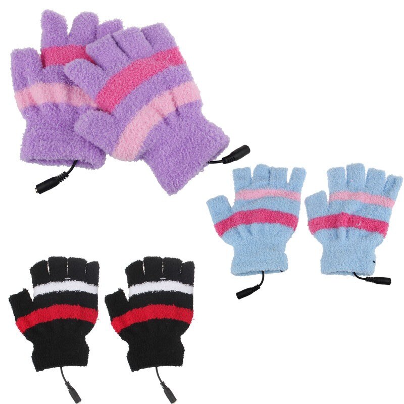 1 par usb handsker opvarmning vinter varme handsker opvarmet fingerfri varmere vante til kvinder skihandsker  s10 se12