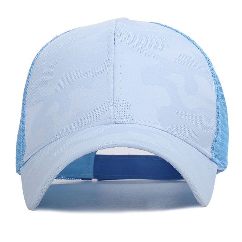 Womens Cotton Mesh Patchwork Sun Hat Trendy Baseball Cap Camouflage Breathable Mesh Back Adjustable Snapback Hat