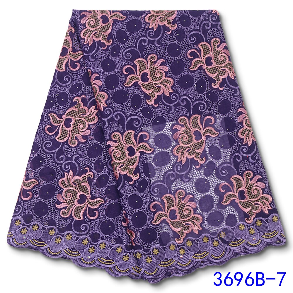 African Lace Fabric Lace Beautiful Nigerian Cotton Lace Fabrics With Stones For Party Wedding Dress YA3696B-6: Picture 7