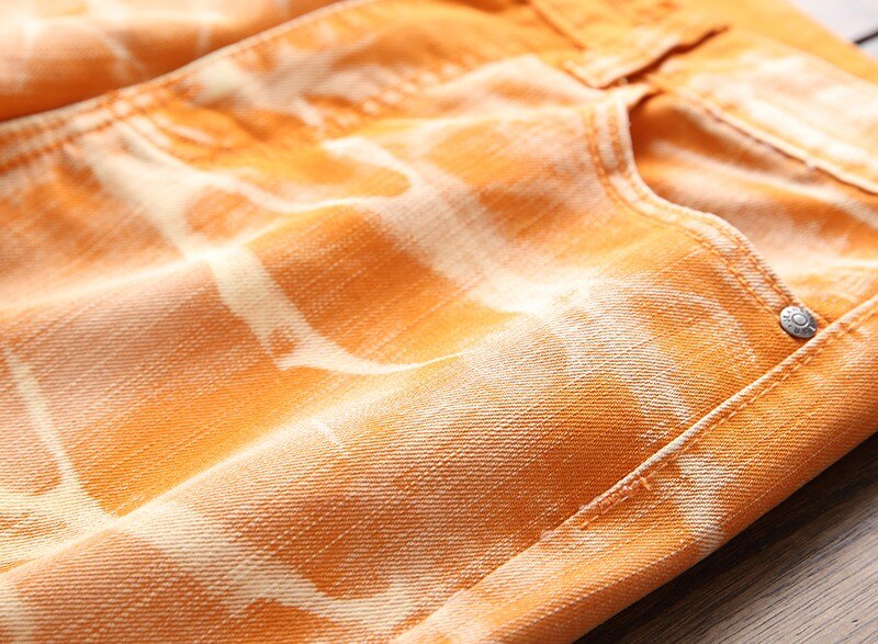 Herre orange farve jeans pencil bukser vasket stor størrelse bukser  j50