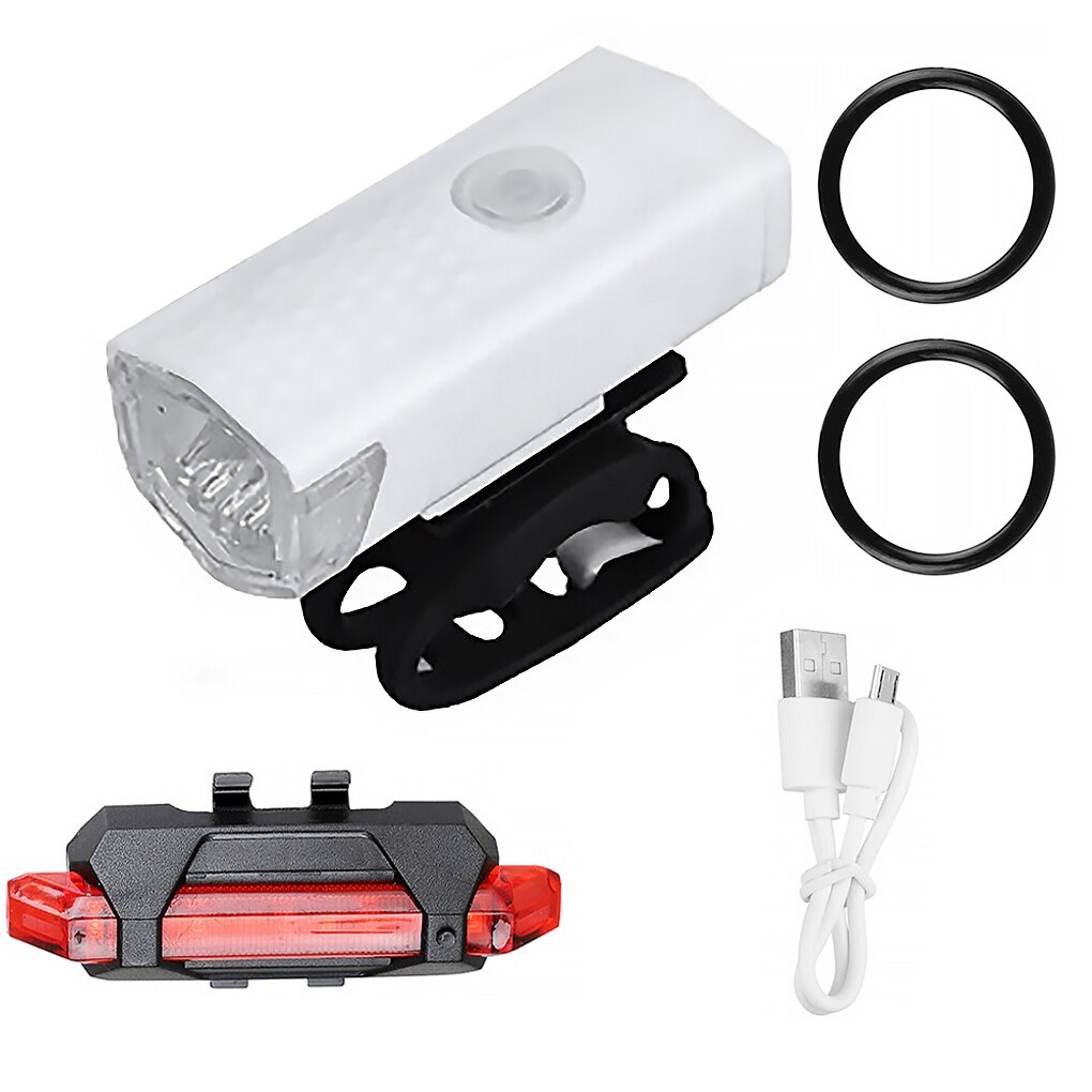 Bike Bicycle Light USB LED Rechargeable Set Mountain Cycle Front Back Headlight Lamp Flashlight Waterproof Bike Tail Light: 02