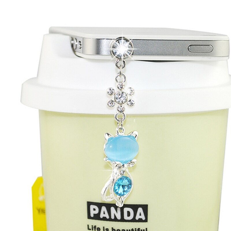 3.5Mm Jack Kat Crystal Dust Anti Earphone Cap Stopper Plug Voor Samsung Iphone 6