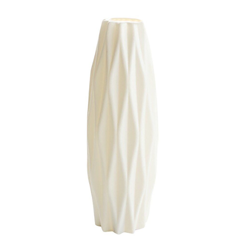 Rhombus Vaso Di Plastica Effetto Ceramica - 2 Pezzi, Bianco, 21x8 Cm - Infrangibile, Moderno, Per Fiori Finti O Come Portapenne - Decorazione Casa E Ufficio - 2