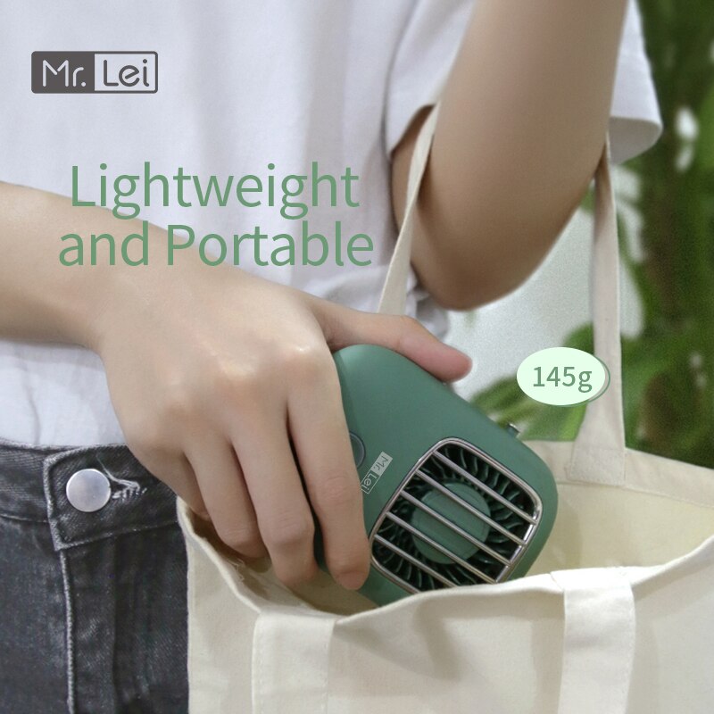 Mr.Lei – Mini ventilateur Portable de cou suspendu, refroidisseur d'air de poche, 1800mAh, mains libres, chargeur USB, pour téléphone, été