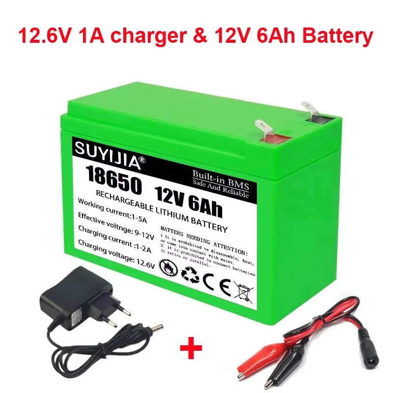 Genopladeligt Lithium Batteri 12V 20Ah 18650 3S7P - 12.6V 3A Oplader: Beige