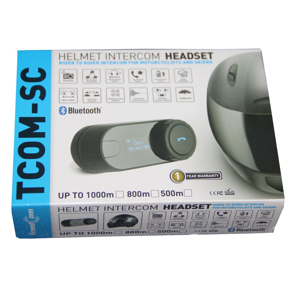 FreedConn Bluetooth Helmet Intercom Motorcycle TCOM-SC Headset Interphone LCD Screen 800M 2-Way casco Motorcyclist headphones