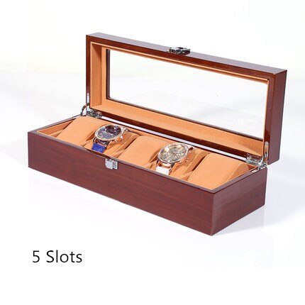 Wood Watch Storage Boxes Case Luxury Wooden Mechanical Watch Display Cases Jewelry Women Box For Watches: 5 Slots