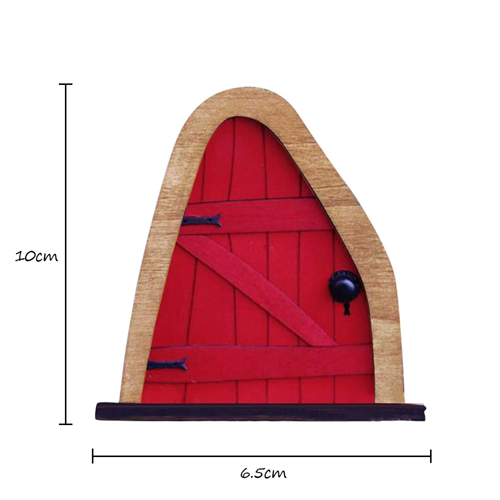 Mini Miniature Fairy Gate Yard Sculpture Courtyard Wooden Fairy Dwarf Window Door for Tree Gnome Art Garden Statues Decoration