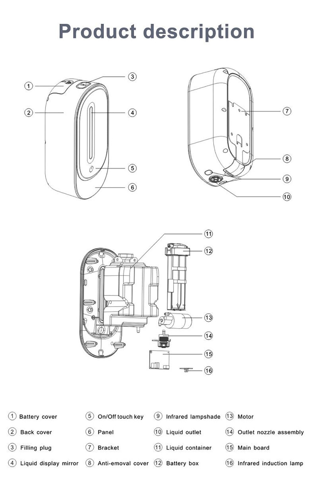 350ml väggmonterad automatisk tvåldispenser infraröd induktion smart flytande tvål dispenser kök badrum tvål lotion pump