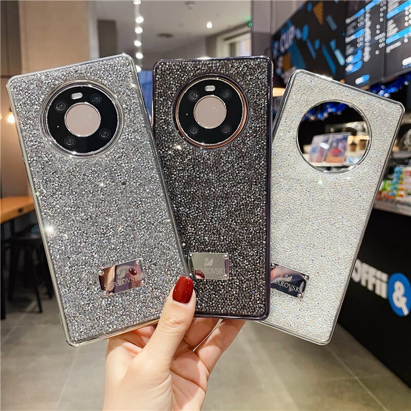 Luxury Plating Rhinestone Diamond Glitter Case For huawei Mate 30 40 Pro P40 pro Silicone Sexy Girly Back Cover Accessories