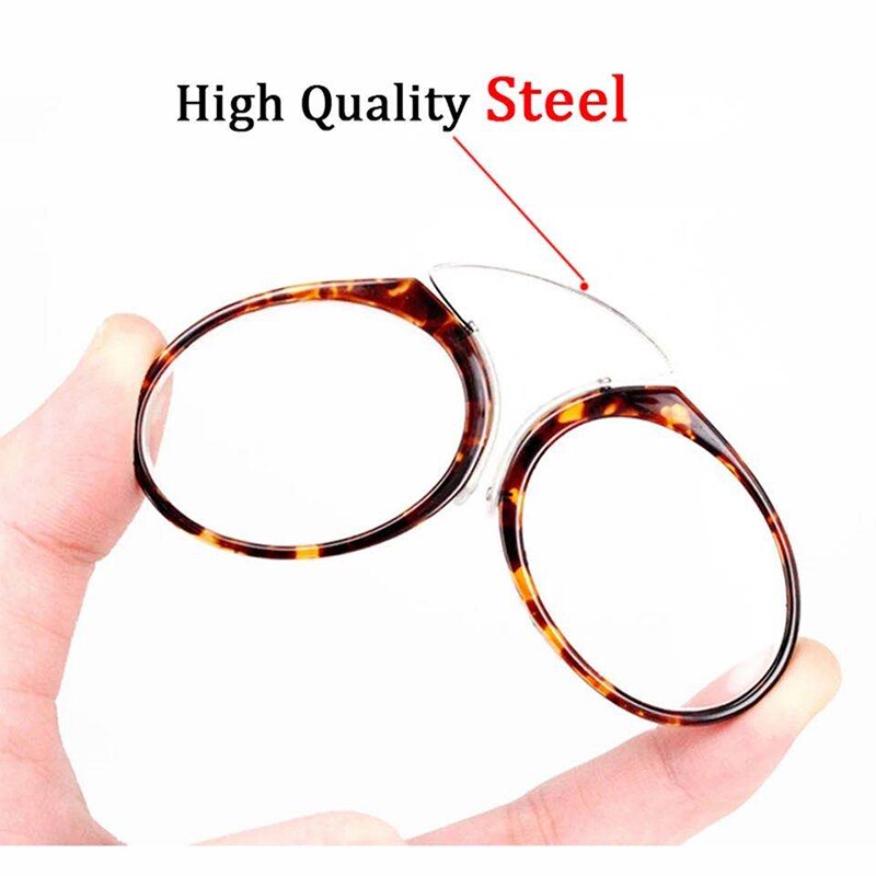 Nose Resting Reading Glasses +1.0 to +3.5 Portable SOS Wallet Reader clip on Mini reading glasses with case Prescription Glasses