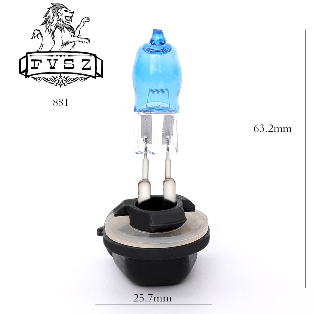 Bombilla halógena para Faro de coche, luces blancas de cuarzo de filamento de tungsteno superbrillante de , 881, 12V, 100W, 6000K, 2400LM, 2 uds.