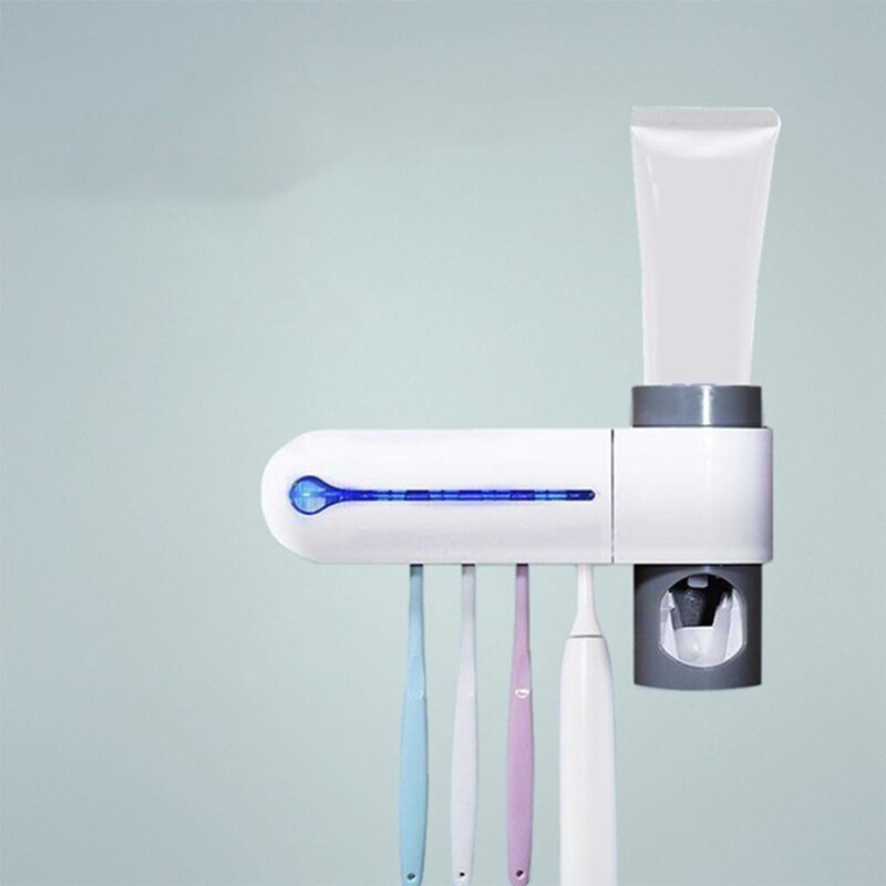 2-in-1 Zahnbürste Sterilisator UV Zahnbürste Halfter Sterilisator Automatische Zahnpasta Spender (Uk-stecker)