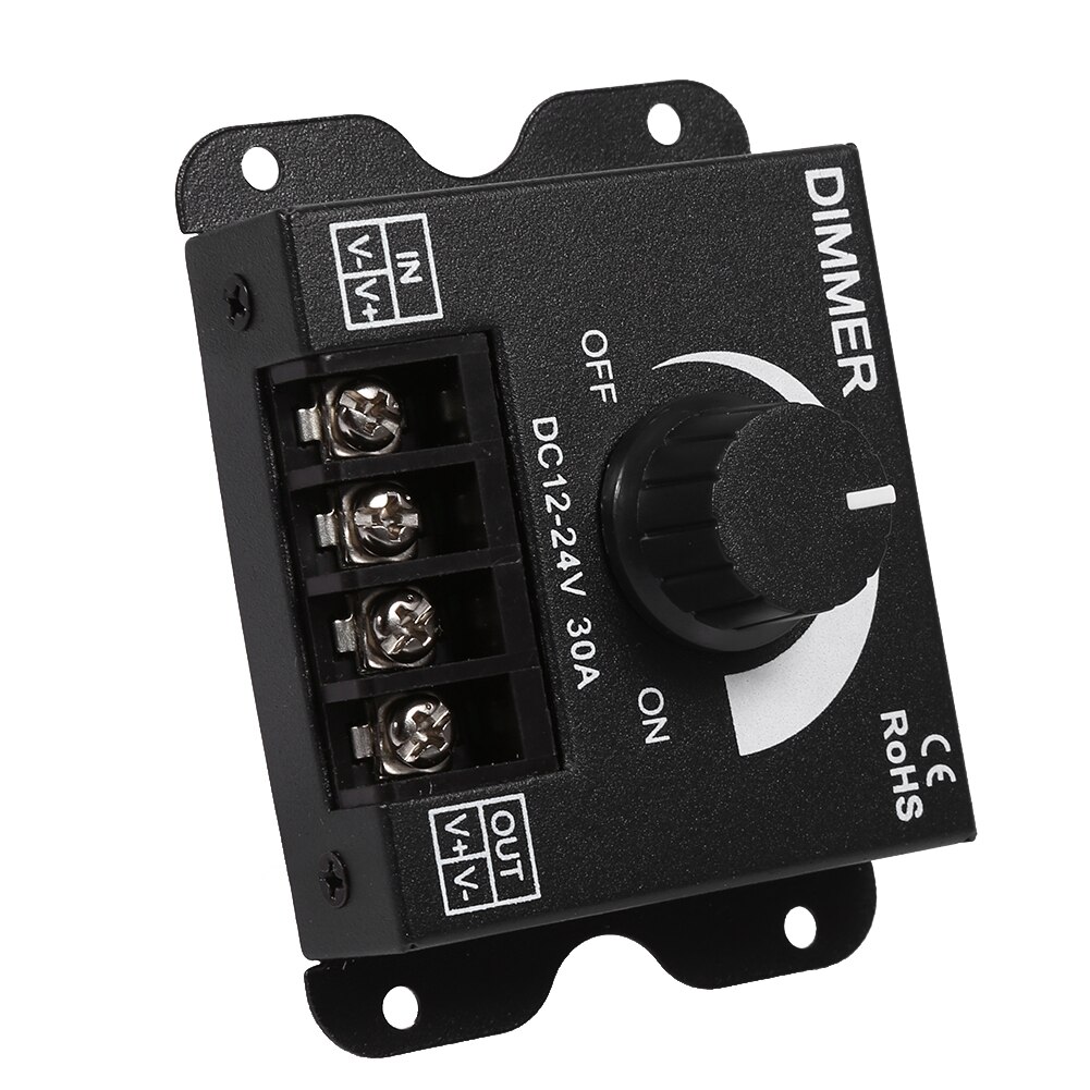 12V 24V Stepless Dimmer For LED Strip Light Dimming Knob Button Switch LED Dimmer Controller Max 30A Transformer Driver