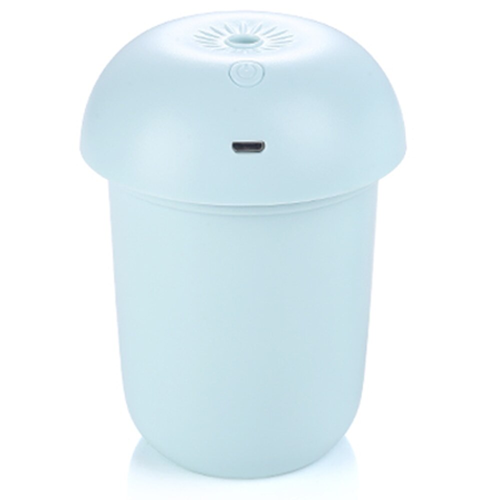 Mini Mushroom Humidifier Air Essential Oil Diffuser Aromatherapy Humidifier Ultrasonic USB Mist Maker with Warm Lights: 300ml -Blue