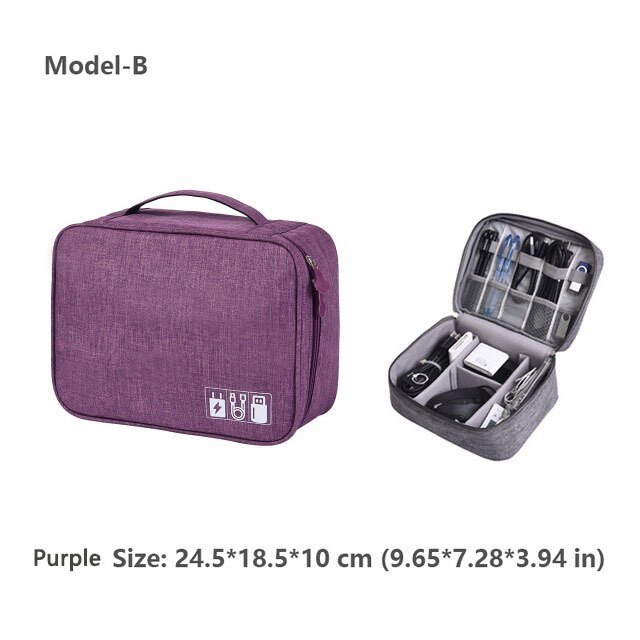 Odporne na wstrząsy elektroniczne akcesoria podróżne torba cyfrowa torebka na słuchawki gadżety etui Power Bank kabel do ładowarki USB Organizer: Purple Model B