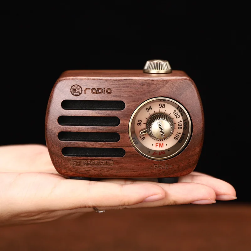 Altoparlante Bluetooth Radio FM ricaricabile portatile in legno di noce o ciliegio opzionale in stile classico retrò vecchio stile