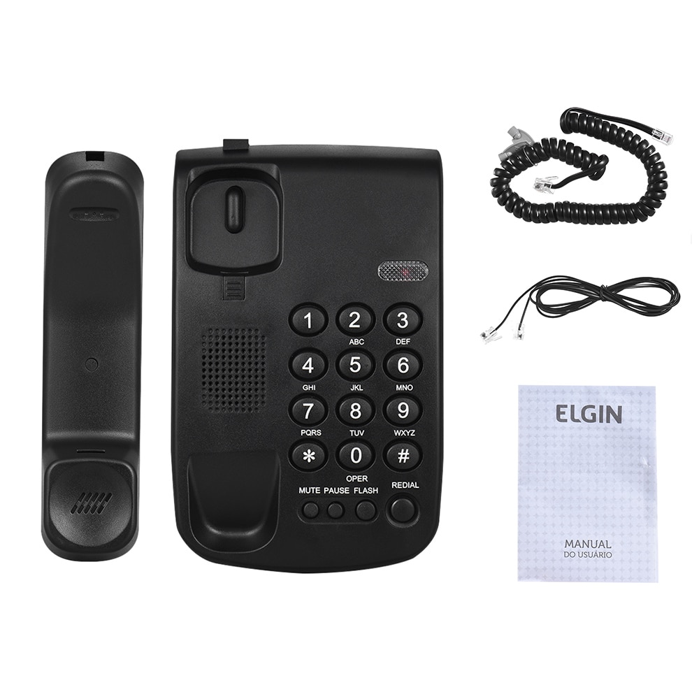 Portable Corded Telephone Phone Pause/ Redial/ Flash/ Mute Mechanical Lock Wall Mountable Base Handset for House Home Office